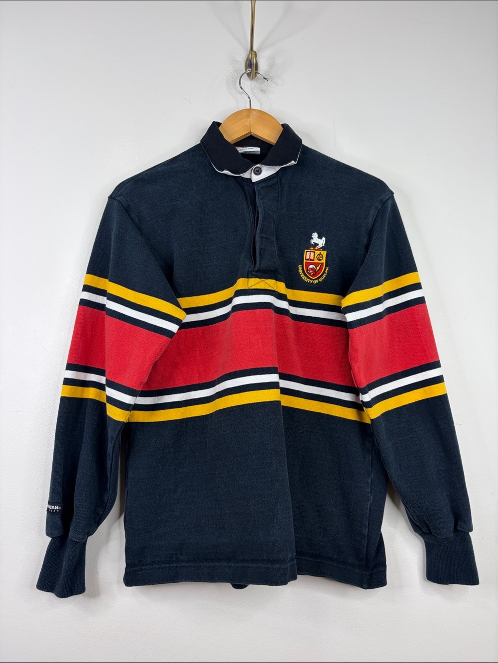 Barbarian Rugby Shirt Mens Small University of Guelph Black Red Yellow Polo